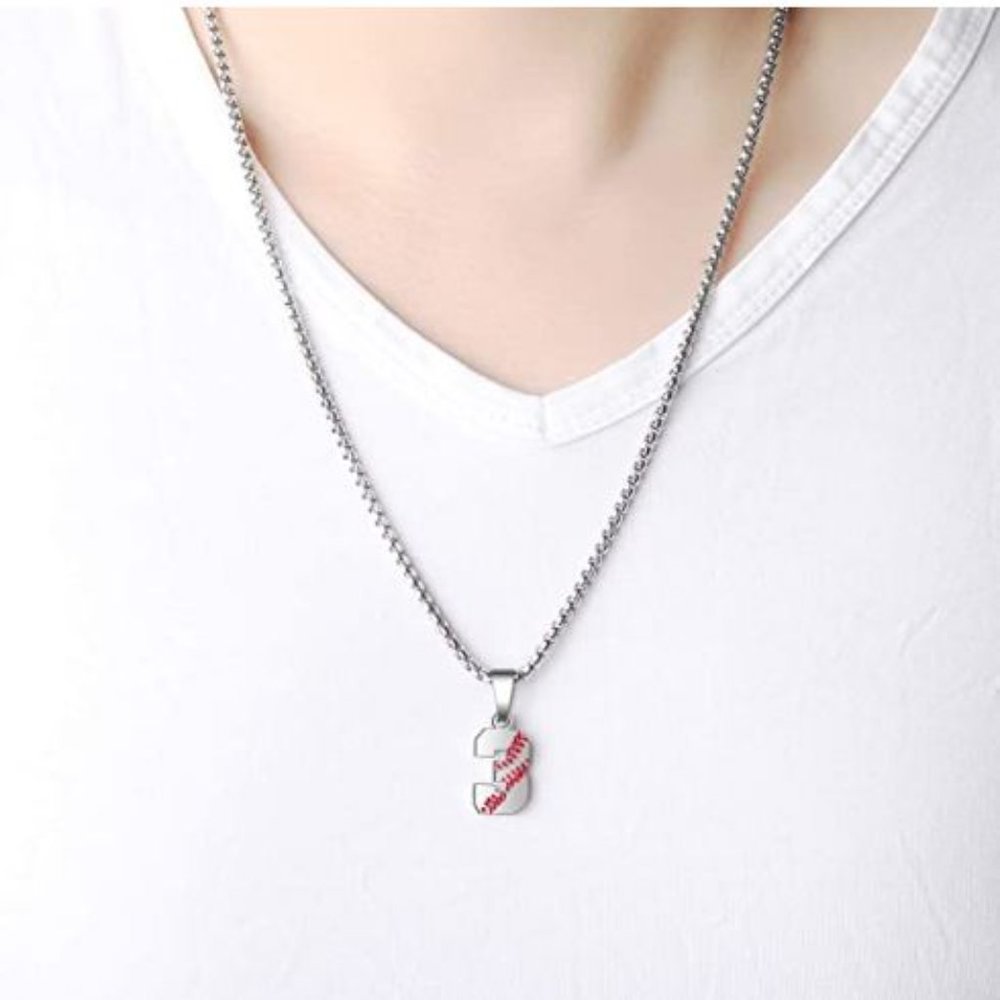 Inspiration Baseball Jersey Number Necklace Stainless Steel Charms Number - Picture 3 of 5